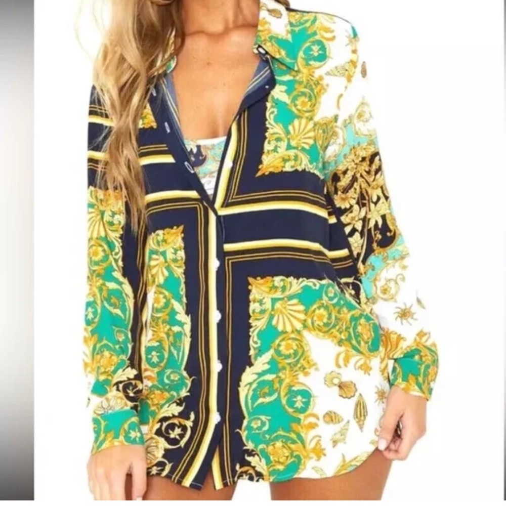 Prettylittlething Nautical Shell Chain Print Over… - image 1